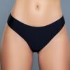 LuckeLadybug LLC black seamless thong on model front view smooth no show edges lightweight microfiber underwear