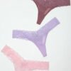 Womens Lace Thong Panties Pack 3 Pack 9 Womens Lace Thong Panties Pack 3 Pack LuckeLadybug LLC women's lace thong panties pack in mauve purple and pink lace thongs on white background