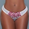 LuckeLadybug LLC sheer lace bikini underwear white low rise mesh panty with pink floral lace front