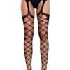In Your Mind Thigh Highs Crisscross Fishnet 8 In Your Mind Thigh Highs Crisscross Fishnet In Your Mind Thigh Highs black lattice fishnet thigh highs with attached garter belt on model