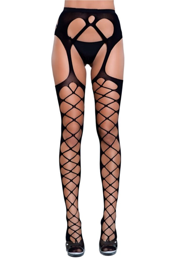 In Your Mind Thigh Highs Crisscross Fishnet 5 In Your Mind Thigh Highs Crisscross Fishnet In Your Mind Thigh Highs black lattice fishnet thigh highs with attached garter belt on model