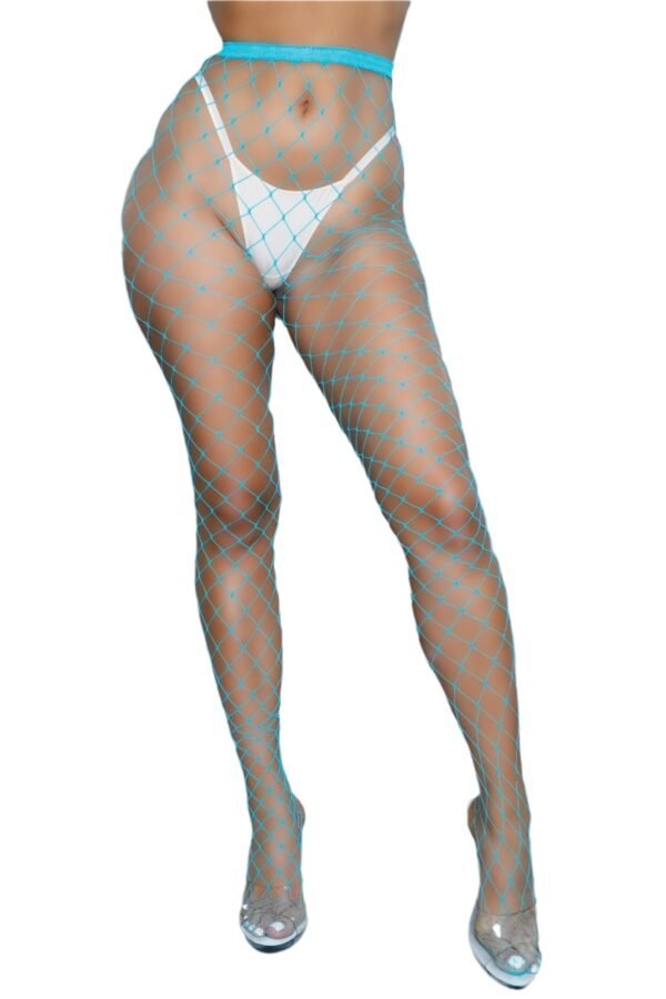 Bold Fashion Pantyhose Fishnet Hosiery 7 Bold Fashion Pantyhose Fishnet Hosiery LuckeLadybug LLC bold fashion pantyhose in blue net design with high waist and sheer finish