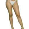 LuckeLadybug LLC neon green bold fashion pantyhose fishnet style on model legs with clear heels