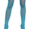 Nylon Fishnet Thigh Highs turquoise aqua on model legs with wide top band for secure hold LuckeLadybug LLC