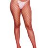 Red fishnet pantyhose for women with large diamond pattern from LuckeLadybug LLC