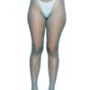 LuckeLadybug LLC turquoise fishnet pantyhose for women with large diamond pattern on model's legs