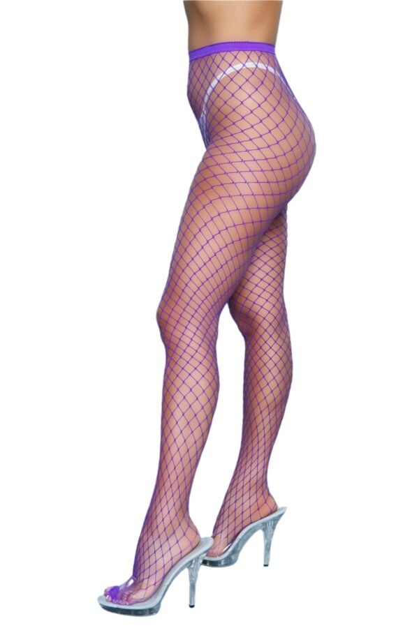 Fishnet Pantyhose For Women Stylish Hosiery 46 Fishnet Pantyhose For Women Stylish Hosiery Purple fishnet pantyhose for women by LuckeLadybug LLC modeled with clear high heel shoes