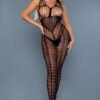 Black One-Piece Full Body Fishnet Outfit 8 Black One-Piece Full Body Fishnet Outfit LuckeLadybug full body fishnet outfit black sheer bodystocking with cutouts and strappy cups