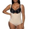 LuckeLadybug LLC beige open bust bodysuit shaper for women with front zipper and waist smoothing