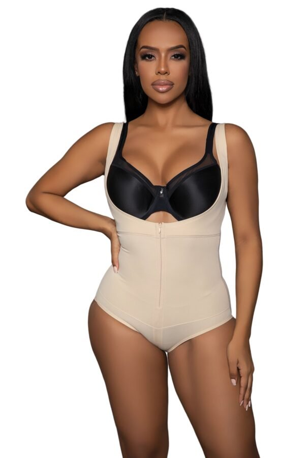 Tummy Control Bodysuit Shaper For Women 12 Tummy Control Bodysuit Shaper For Women LuckeLadybug LLC beige open bust bodysuit shaper for women with front zipper and waist smoothing