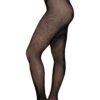 LuckeLadybug LLC black fishnet up all night fashion pantyhose styled with clear high heels