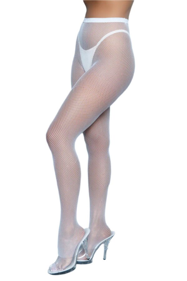 Up All Night Fashion Pantyhose Fishnet Tights 54 Up All Night Fashion Pantyhose Fishnet Tights White fishnet hosiery worn by model showcasing LuckeLadybug LLC up all night fashion pantyhose