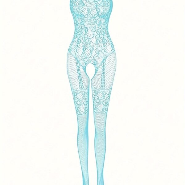 Sultry Semi-Sheer Bodystocking with Hollow Out Jacquard - Sexy