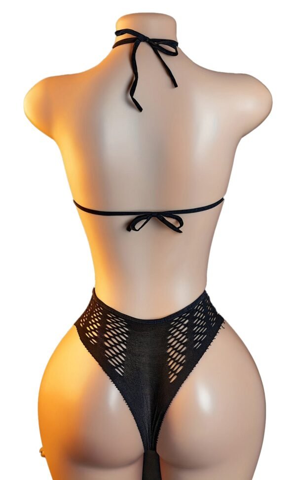 Back View of Seductive Fishnet Bodystocking & Tights