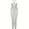 Alluring Halter Fishnet Bodystocking - Sheer Open-Design Lingerie For Women 9 Alluring Halter Fishnet Bodystocking - Sheer Open-Design Lingerie For Women Front View of Alluring Halter Fishnet Bodystocking