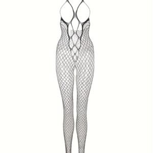 Front View of Alluring Halter Fishnet Bodystocking