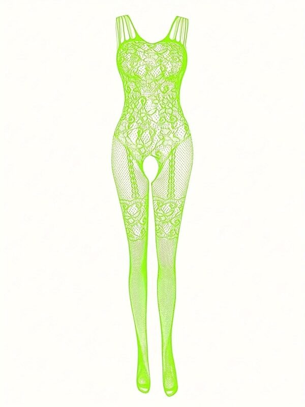 Sultry Semi-Sheer Bodystocking with Hollow Out Jacquard - Sexy