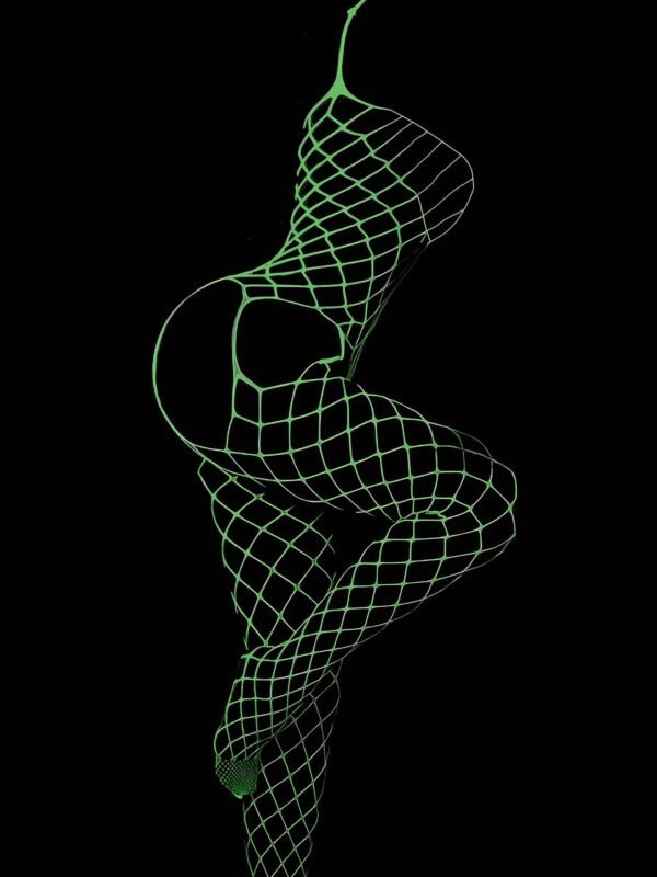 Luminous Fishnet Bodystocking - Open Crotch Women's Hot Lingerie &