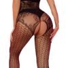 Back View Of Plus Size Women's Sexy Hollow Out Bodystocking