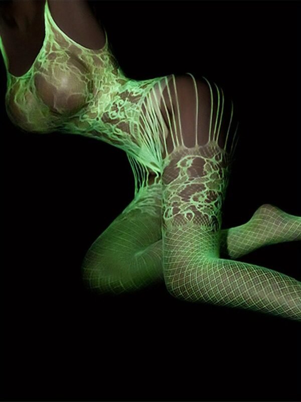 Plus Size Sultry Crotchless Bodystocking - Semi-Sheer Knit For St. Patrick's Day 18 Plus Size Sultry Crotchless Bodystocking - Semi-Sheer Knit For St. Patrick's Day Back View of Plus Size Sultry Crotchless Bodystocking