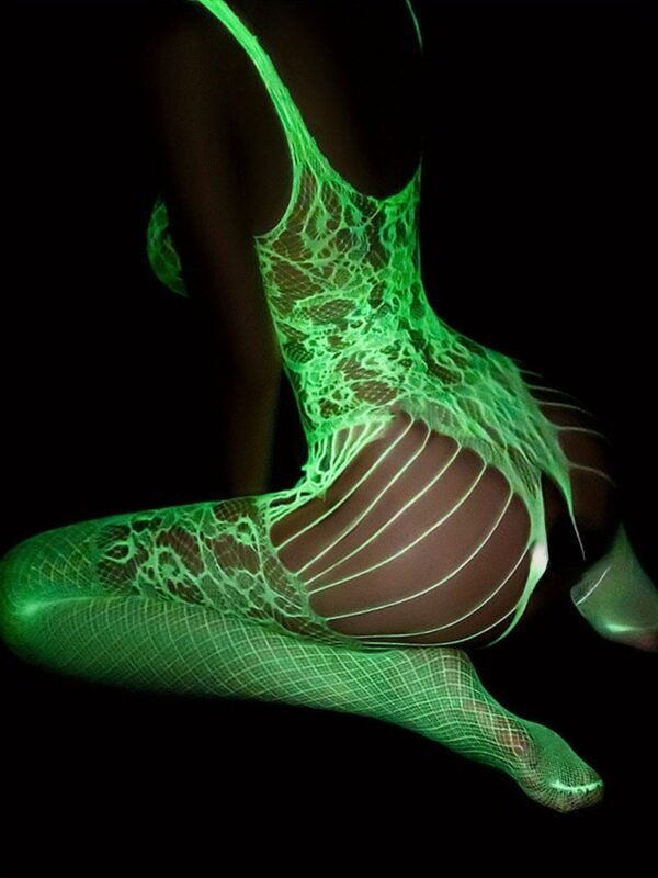 Plus Size Sultry Crotchless Bodystocking - Semi-Sheer Knit For St. Patrick's Day 20 Plus Size Sultry Crotchless Bodystocking - Semi-Sheer Knit For St. Patrick's Day Detail Shot of Plus Size Sultry Crotchless Bodystocking