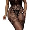Front View of Sexy Semi-Sheer Jacquard Knit Bodysuit