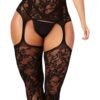 Semi-Sheer View of Plus Size Sexy Bodystocking Lingerie