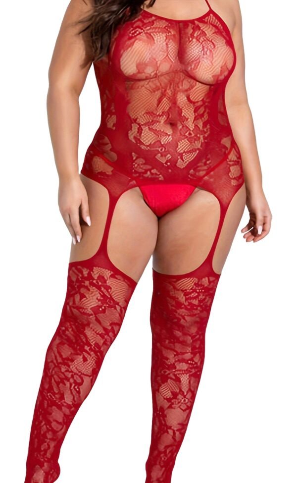 Front View of Plus Size Sexy Bodystocking Lingerie