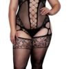 Detail of Cut-Out Design on Plus Size Fishnet Bodystocking