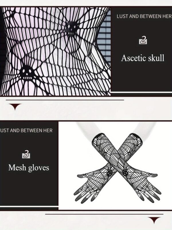 FÉE Et MOI Halloween Skull Punk Bodystocking With Fingerless Sleeves 22 FÉE Et MOI Halloween Skull Punk Bodystocking With Fingerless Sleeves Detail of FÉE ET MOI Halloween Skull Punk Bodystocking