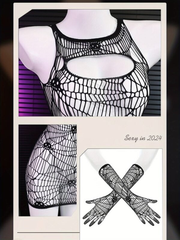 FÉE Et MOI Halloween Skull Punk Bodystocking With Fingerless Sleeves 21 FÉE Et MOI Halloween Skull Punk Bodystocking With Fingerless Sleeves Side View of FÉE ET MOI Halloween Skull Punk Bodystocking