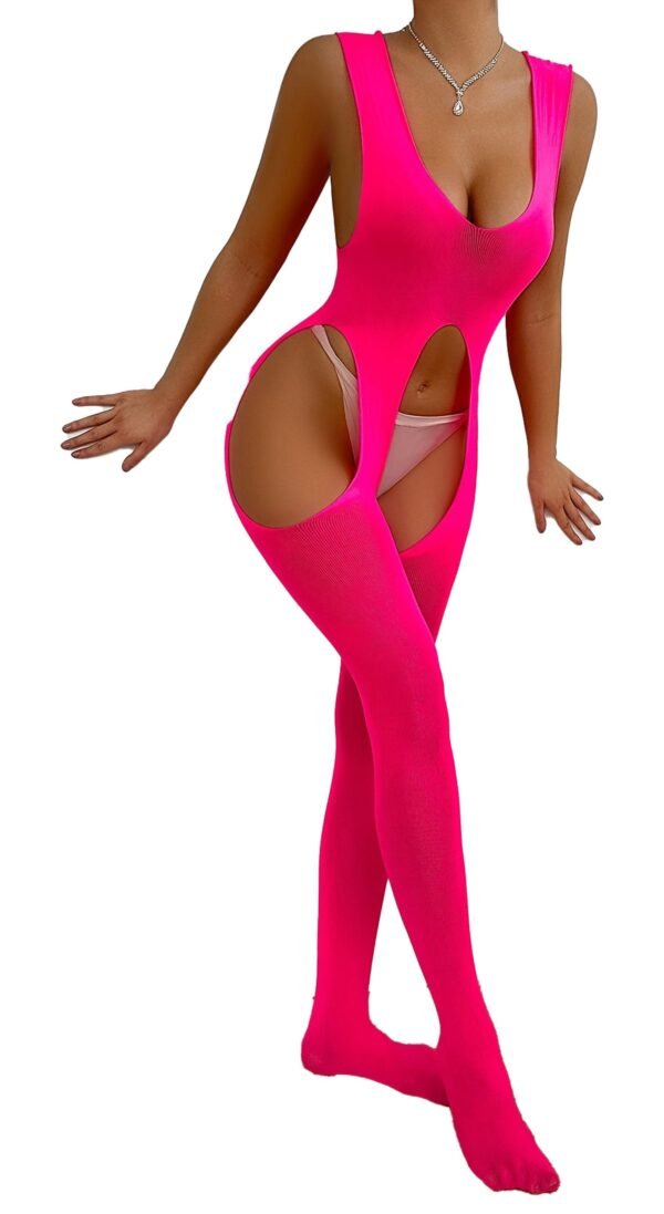 Front View of Sultry Hot Mesh Bodystocking