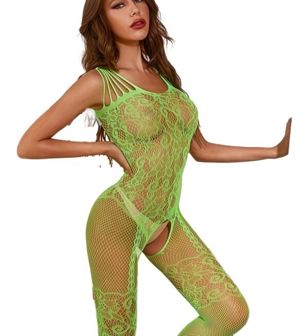Close-Up of Hollow Out Design on Fishnet Bodystocking