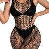 Model Wearing Sensual Semi-Sheer Bodystocking
