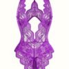 Sultry Floral Lace Bodysuit - Backless, Semi-Sheer, Open Crotch