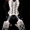 Close-Up of Luminous Carnaval Lace Halter Backless Bodystocking