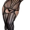 Model Wearing Plus Size Women's Sheer Crotchless Bodystocking