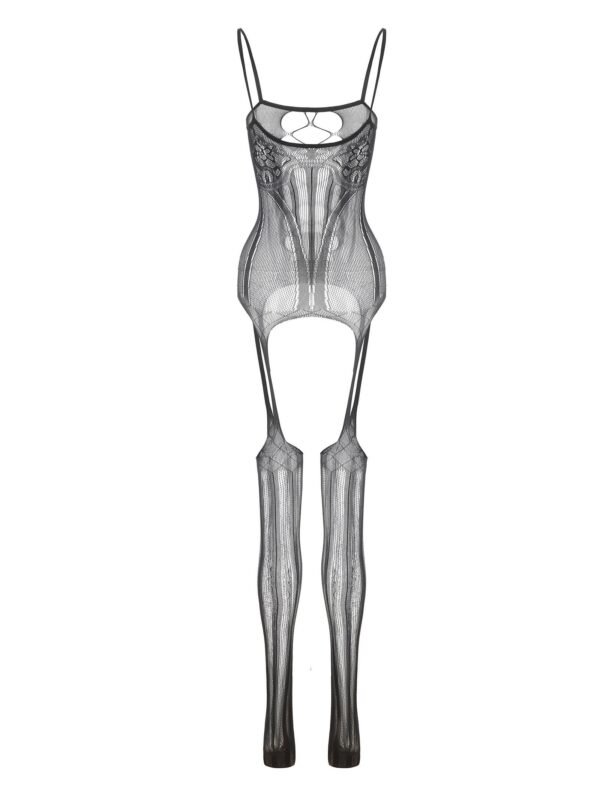 Detail Of Floral Lace On Plus Size Women's Bodystocking