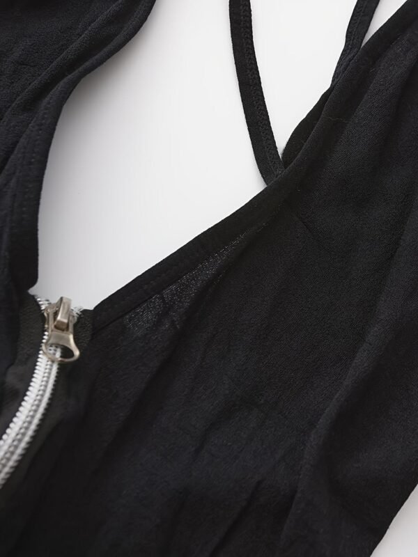 Sexy Semi-Sheer Mesh Bodystocking Set With Zipper & Deep V Halter Design 8 Sexy Semi-Sheer Mesh Bodystocking Set With Zipper & Deep V Halter Design Full Body View of Sexy Semi-Sheer Bodystocking Set