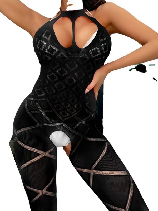 Seductive Backless Bodystocking With Hollow Out Open Crotch - Women's Lingerie 17 Seductive Backless Bodystocking With Hollow Out Open Crotch - Women's Lingerie Side View of Seductive Backless Bodystocking