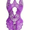 Sultry Floral Lace Bodysuit - Backless, Semi-Sheer, Open Crotch
