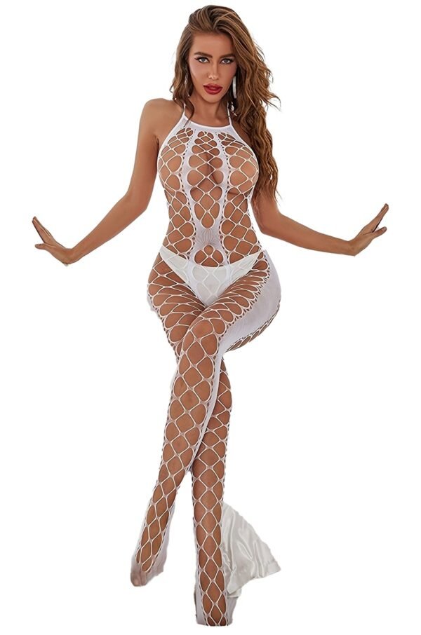 Sultry Fishnet Bodystocking Side View