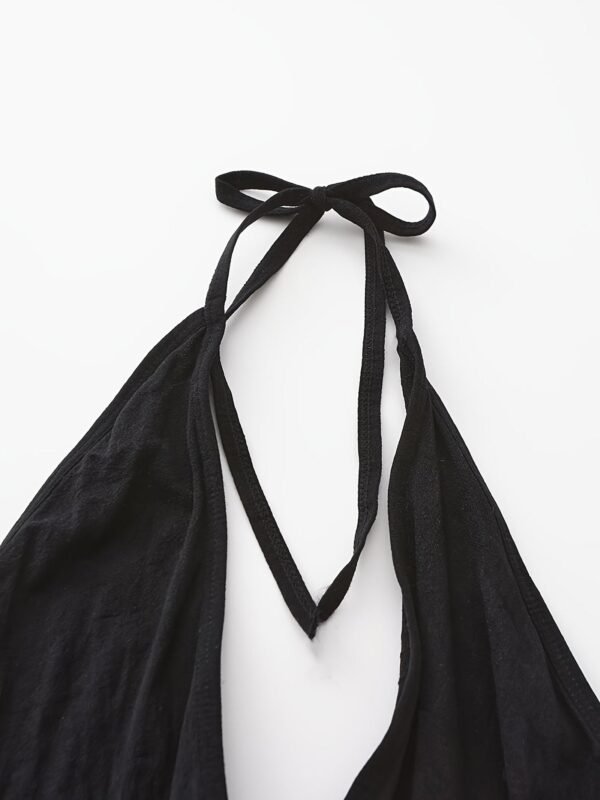 Sexy Semi-Sheer Mesh Bodystocking Set With Zipper & Deep V Halter Design 5 Sexy Semi-Sheer Mesh Bodystocking Set With Zipper & Deep V Halter Design Close-Up of Deep V Halter Design