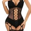 Plus Size Women's Sexy Cut-Out Fishnet Bodystocking with Semi-Sheer