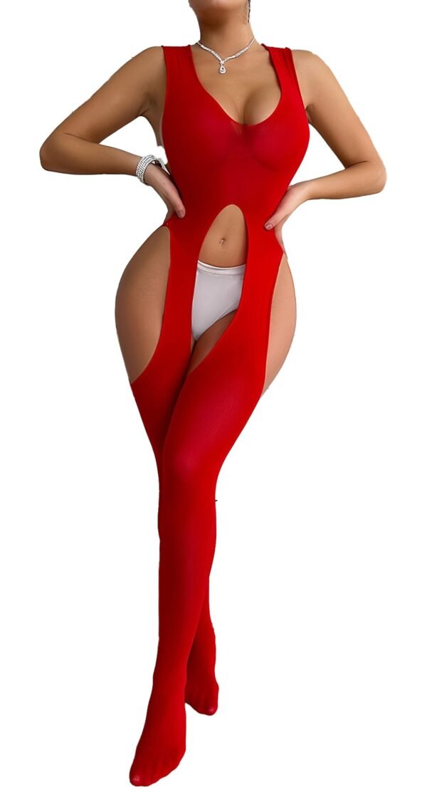 Lifestyle Image of Sultry Hot Mesh Bodystocking