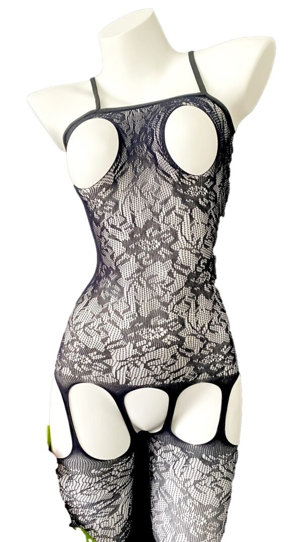 Hollow Out Jacquard Sleeveless Bodystocking - Sexy Open Bust Fishnet Lingerie 13 Hollow Out Jacquard Sleeveless Bodystocking - Sexy Open Bust Fishnet Lingerie Front View of Hollow Out Jacquard Sleeveless Bodystocking