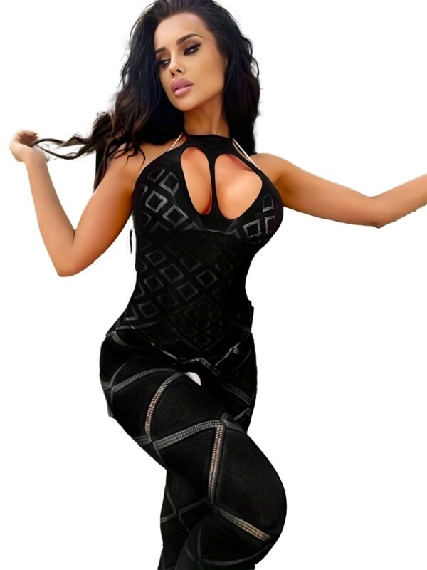 Seductive Backless Bodystocking With Hollow Out Open Crotch - Women's Lingerie 15 Seductive Backless Bodystocking With Hollow Out Open Crotch - Women's Lingerie Front View of Seductive Backless Bodystocking