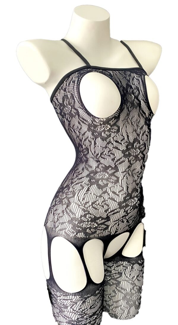 Hollow Out Jacquard Sleeveless Bodystocking - Sexy Open Bust Fishnet Lingerie 16 Hollow Out Jacquard Sleeveless Bodystocking - Sexy Open Bust Fishnet Lingerie Detail of Hollow Out Jacquard Sleeveless Bodystocking Fabric