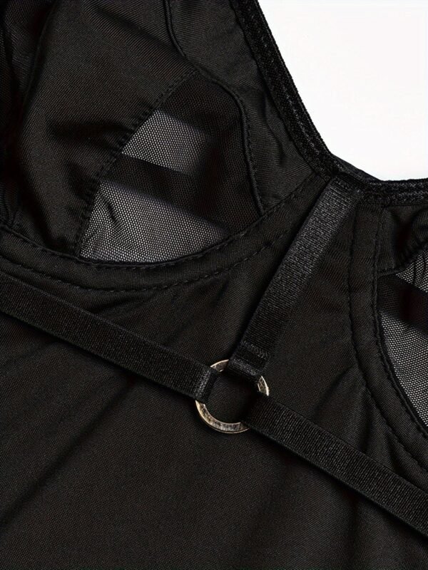 Seductive Semi-Sheer Mesh Bodysuit - Alluring Backless & High-Cut Lingerie 5 Seductive Semi-Sheer Mesh Bodysuit - Alluring Backless & High-Cut Lingerie Model Wearing Seductive Semi-Sheer Mesh Bodysuit