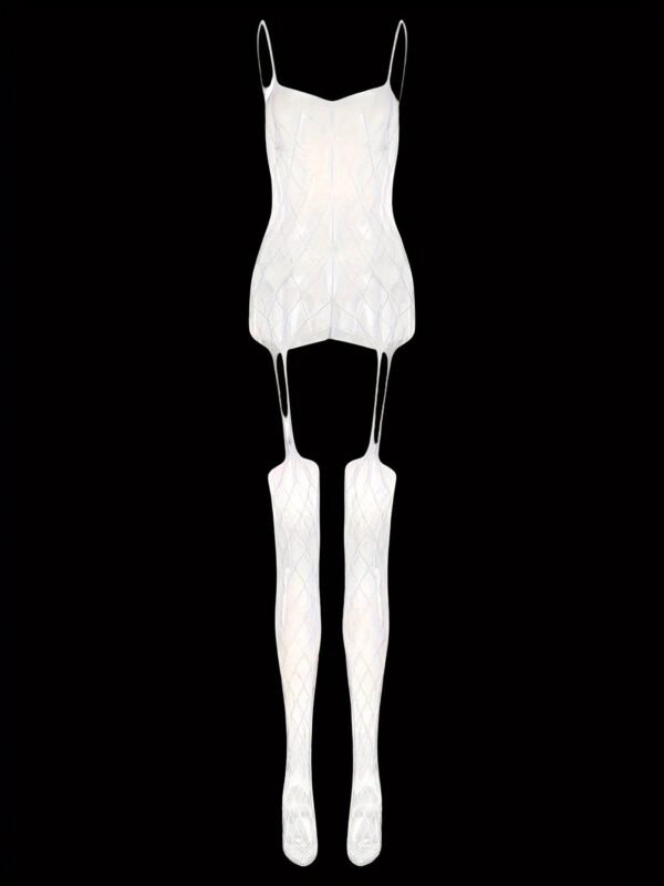 Luminous Fishnet Bodystocking - Open Crotch Women's Hot Lingerie &